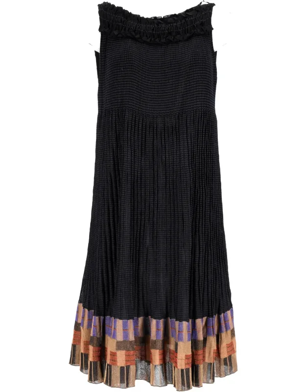 Shirred Pleated Mini Dress