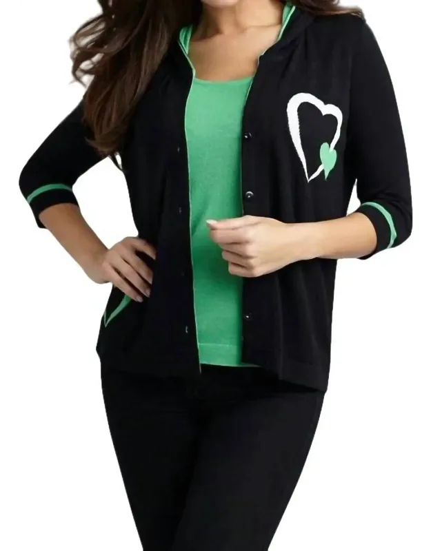 Double Heart Hooded Cardigan