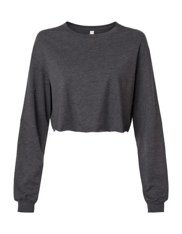 Bella + Canvas Fwd Fashion Crop Long Sleeve Tee, Pre-shrunk, Raw Hem