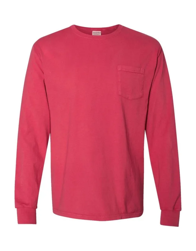 Comfortwash Long Sleeve T-shirt With A Pocket, 100% Ringspun Cotton