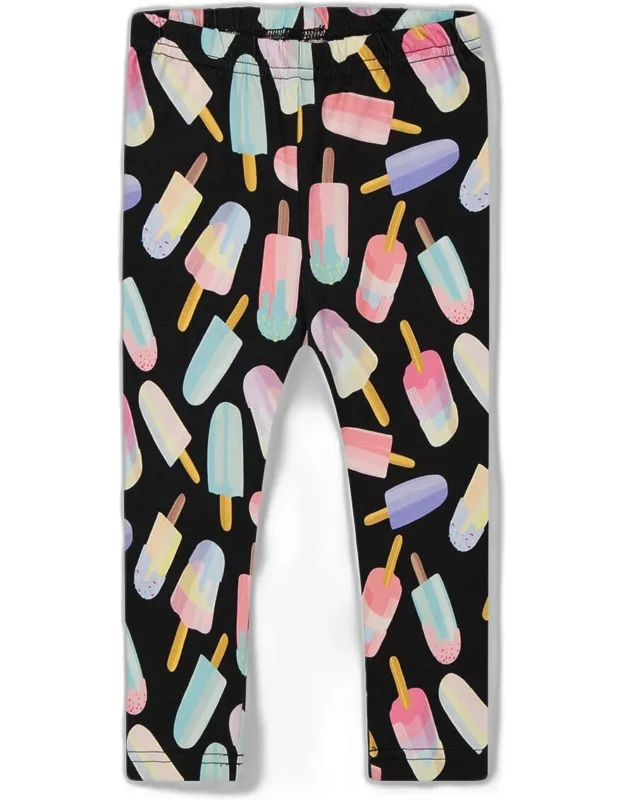 Printed Capri Leggings With Stretch Elastic Waistband And Cropped Length