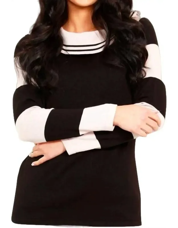 Stripe Cowl Neck Sweater