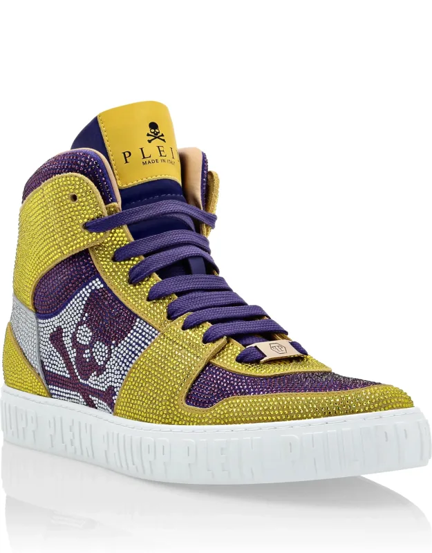 Hi-top Sneakers With Crystals