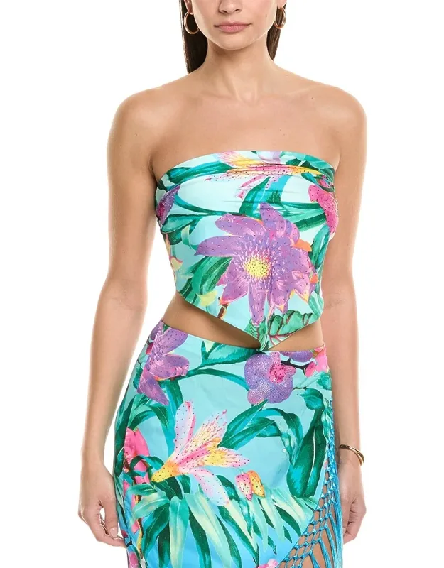 Rococo Sand Top With Rhinestone Embellishments And Self-tie Closure