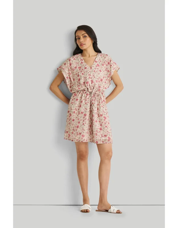 Relaxed Drawstring Floral Dress