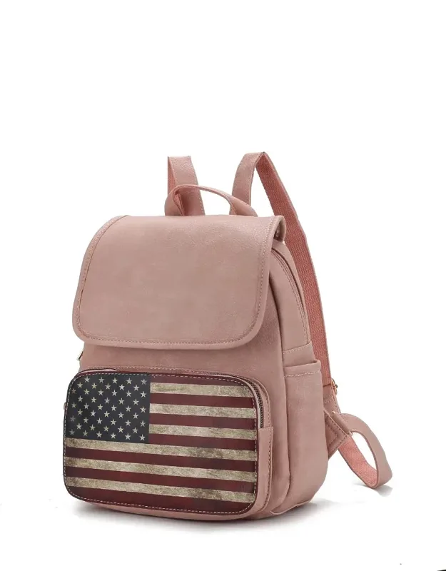 Regina Printed Flag Vegan Leather Backpack