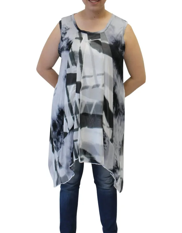 Abstract Sleeveless Patchwork Top