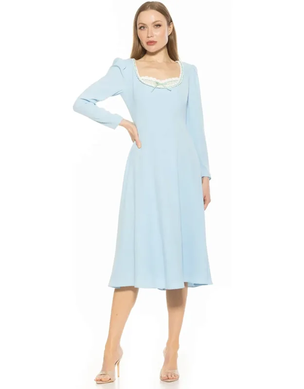 _ada Dress With Lace Detailing And Flared Skirt_