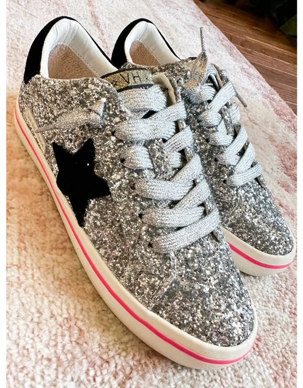 Flair Sneakers In Silver Glitter Multi