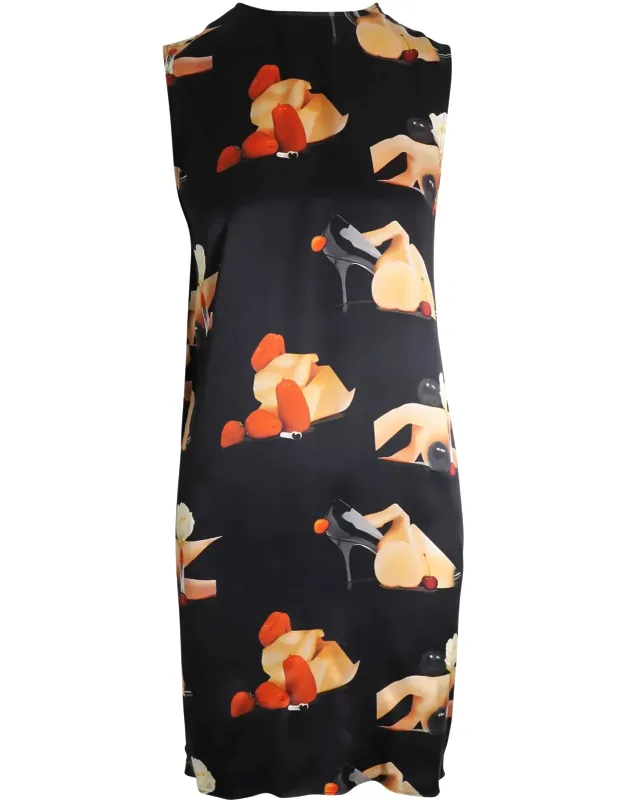 Printed Sleeveless Dress In Silk