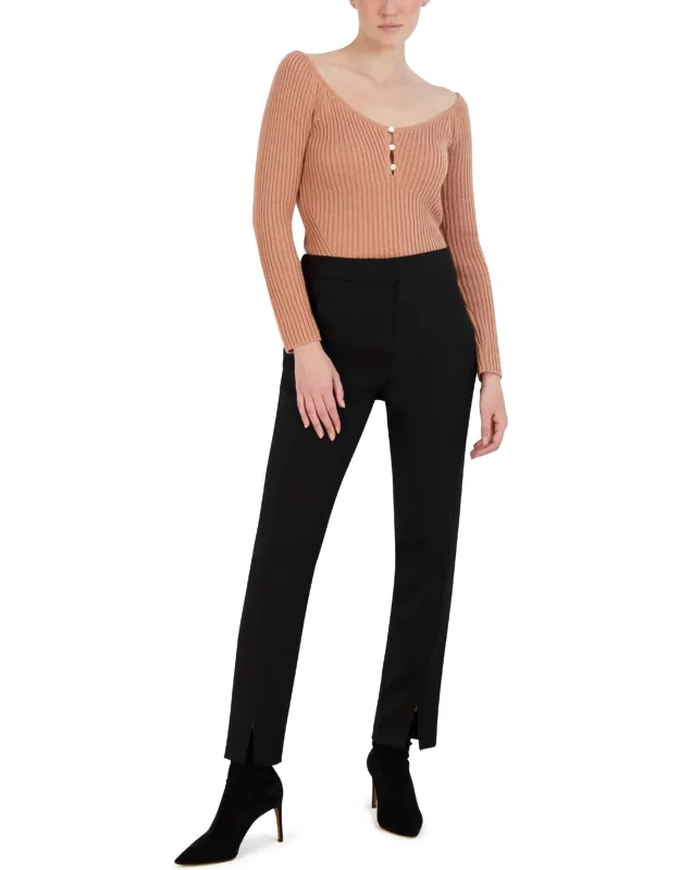 Rib Off-shoulder Sweater Top