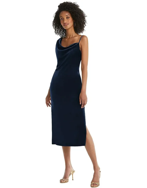 Asymmetrical One-shoulder Midi Slip Dress