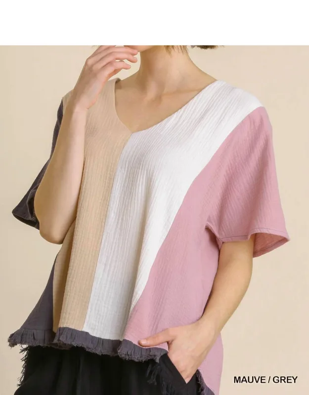 Color Block Gauze Top With Timeless Blouse And Trendy And Chic