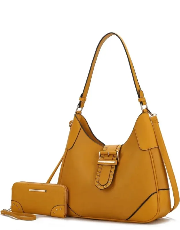 Juliette Vegan Leather Shoulder Bag With Matching Wallet - 2 Pcs
