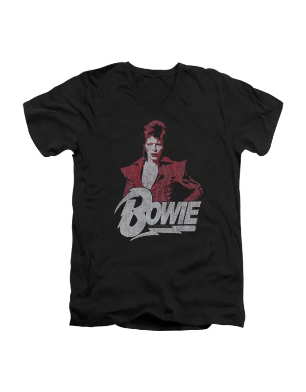 David Bowie Diamond David Short Sleeve V Neck Premium Cotton Tee
