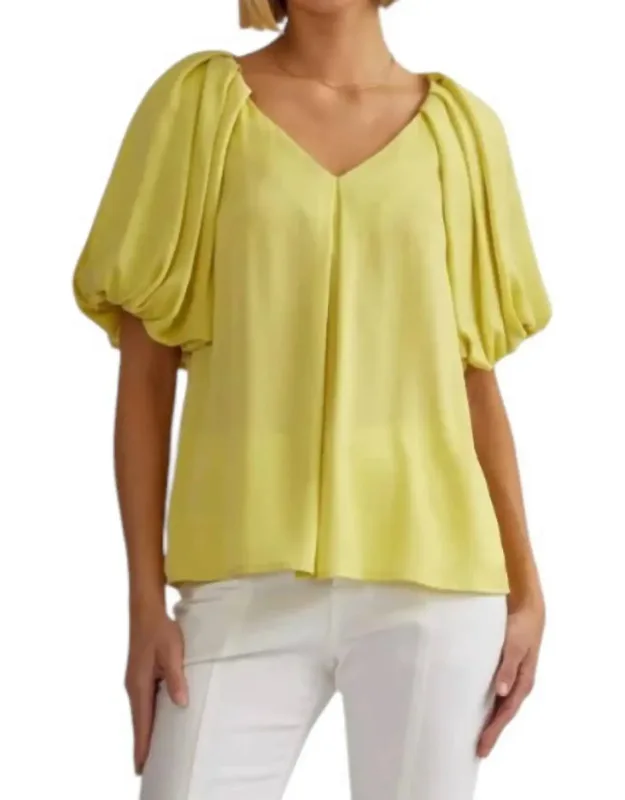 Pleated Bubble Sleeve Top