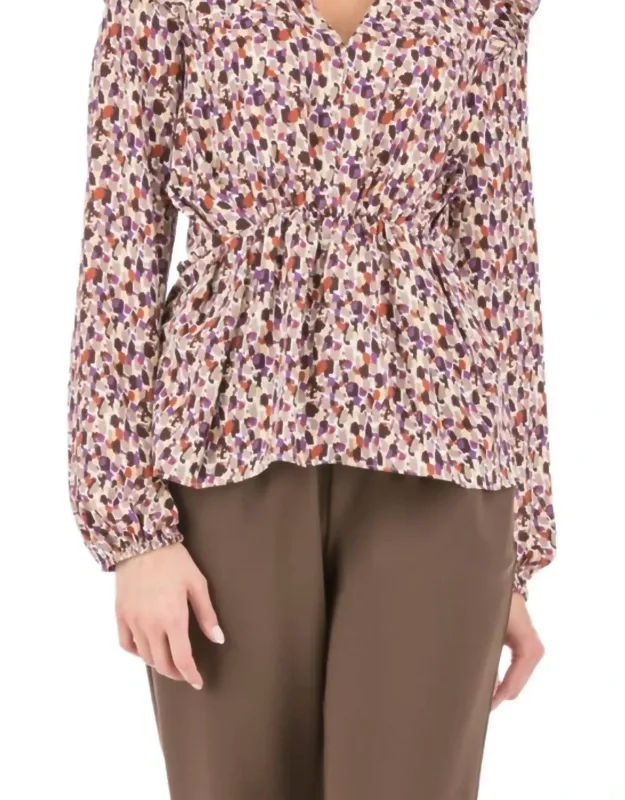 Cinch Waist Top In Brush Stroke