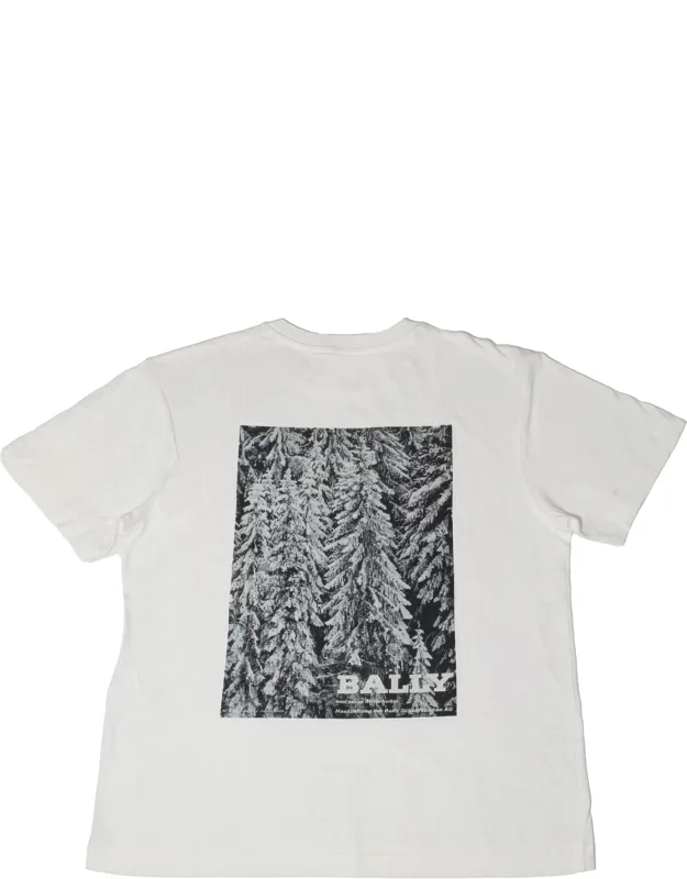 Bally 6240031 White Print T-shirt With Relax-fit And Black Graphic