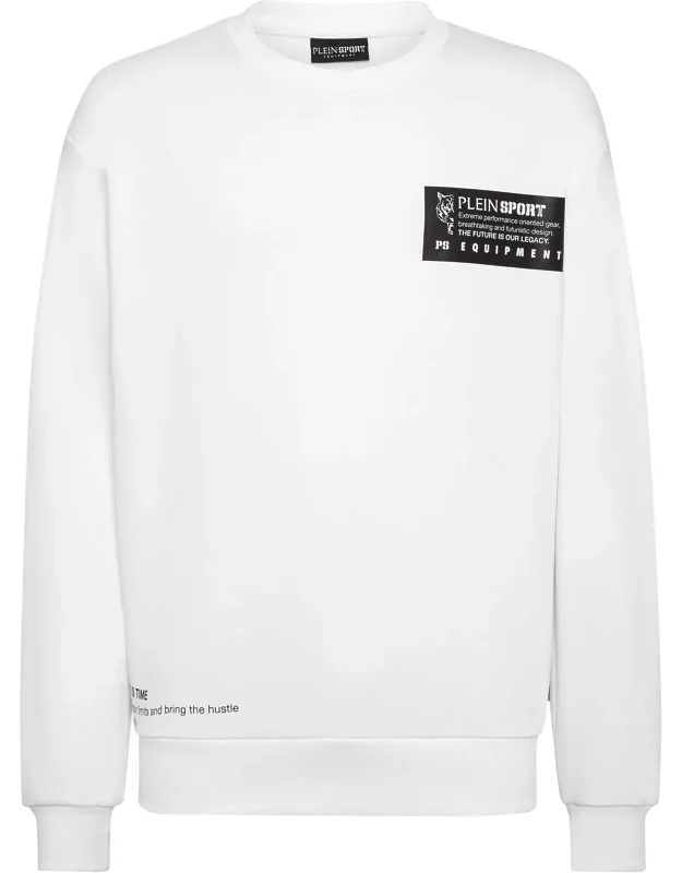 Roundneck Sweatshirt With Cotton Blend Fleece And Rib Knit Hems