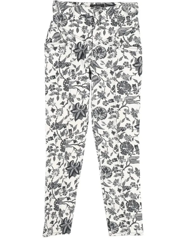 Cropped Floral-print Jeans
