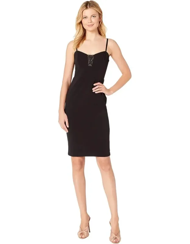 Bebe Black Illusions Cut Out Lace Up Sheath Dress