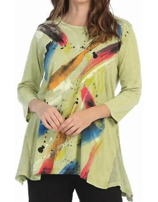 Bora Bora Mineral Washed Mesh Contrast Tunic Top