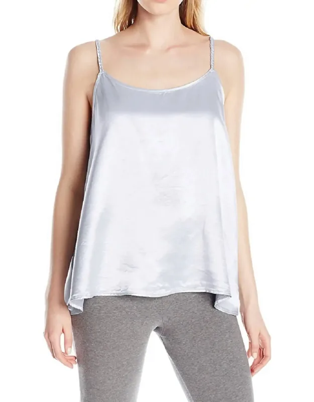 Daisy Satin Tank With Braided Straps And Elastic Back