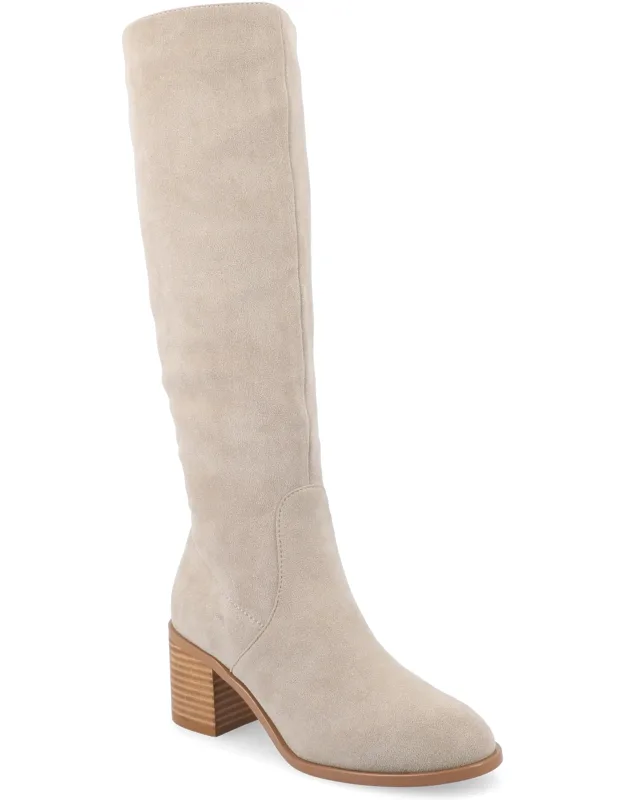 Wide Width Wide Calf Romilly Tru Comfort Foam Stacked Block Heel Round Toe Boots