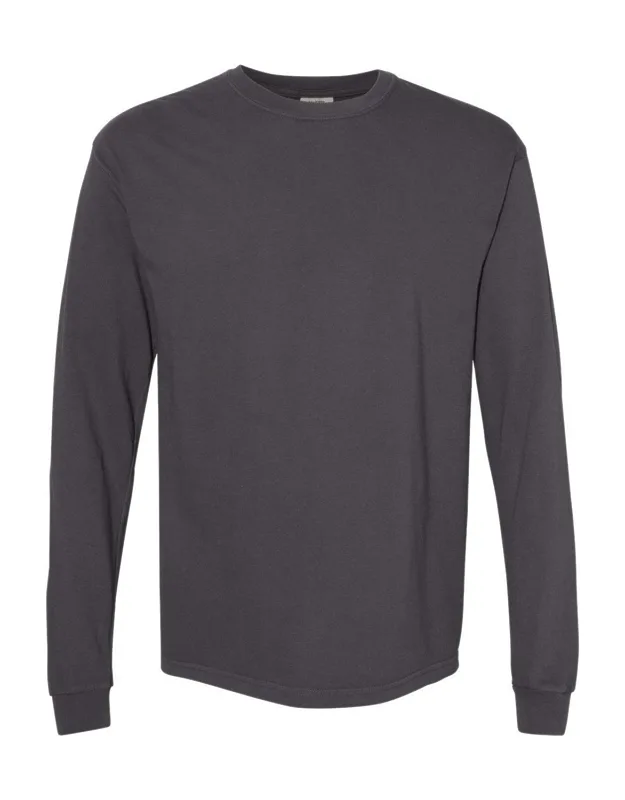 Garment-dyed Heavyweight Long Sleeve T-shirt With Relaxed Fit And Rib Cuffs