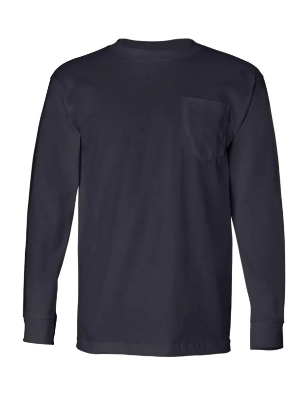 Usa-made Long Sleeve T-shirt With A Pocket