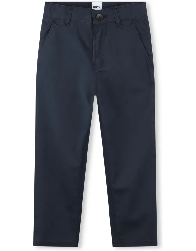 Navy Trousers For Kids, Stretch Wool Suit Trousers