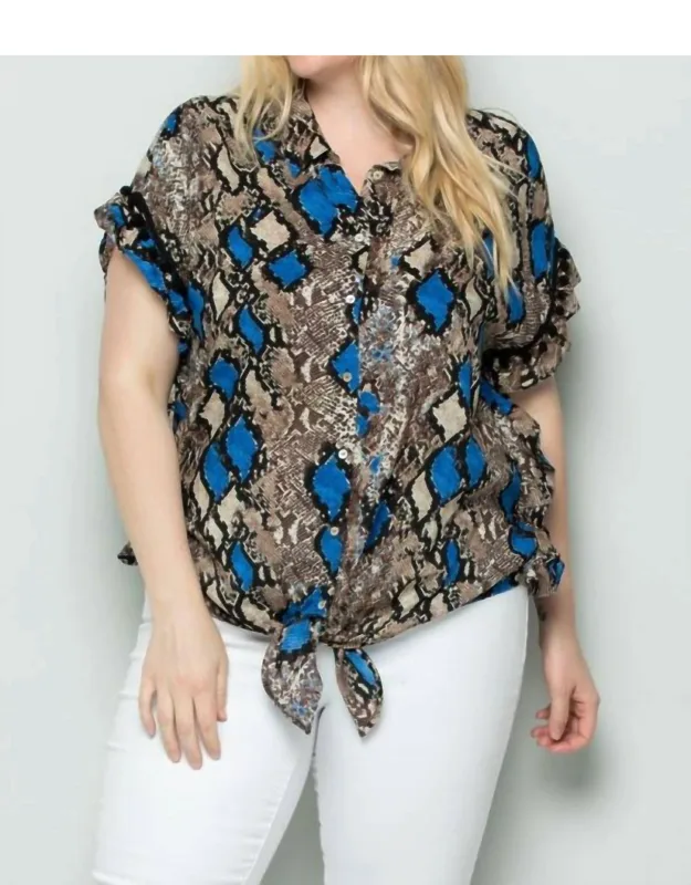 Button Down Tie Front Blouse