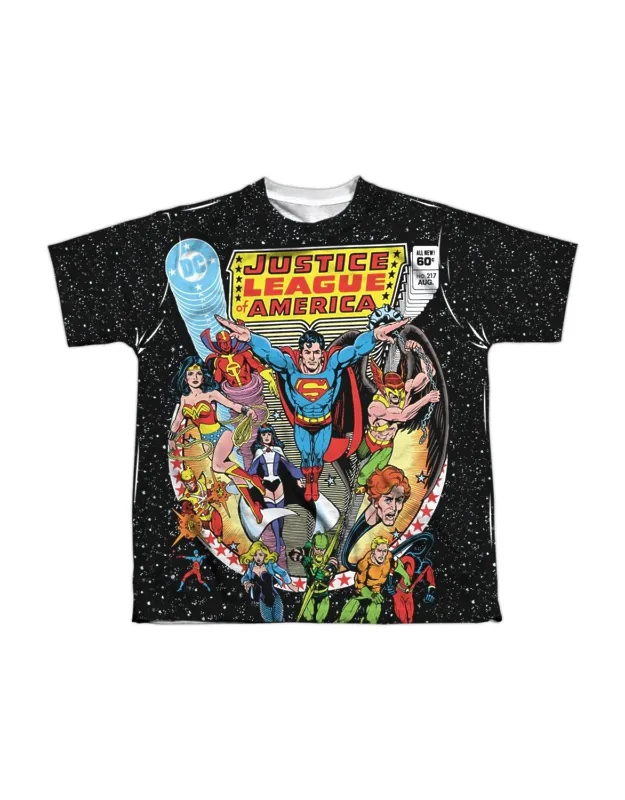 Justice League Of America Stars Short Sleeve Youth Poly Crew Tee - Stylish For Everyday Wear, 100% Polyester