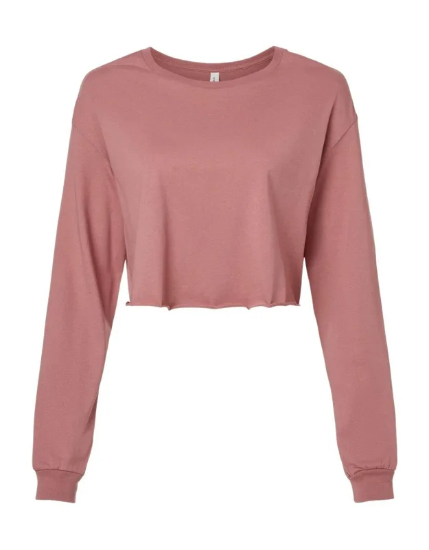 Bella + Canvas Fwd Fashion Crop Long Sleeve Tee, Pre-shrunk, Raw Hem