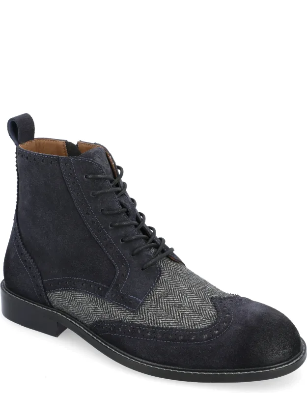 Wide Width Wingtip Ankle Boots