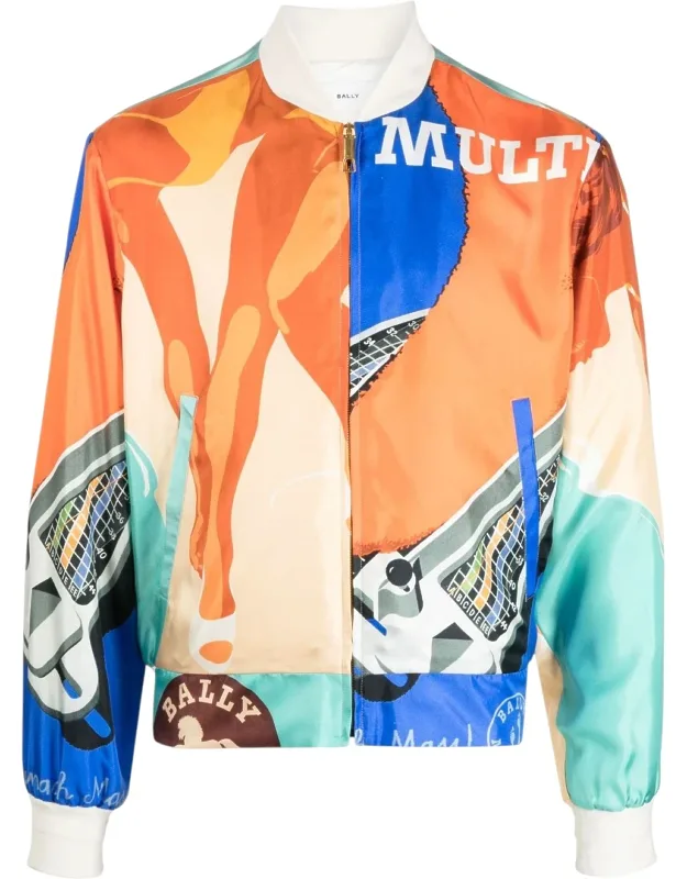 Silk Graphic-print Bomber Jacket