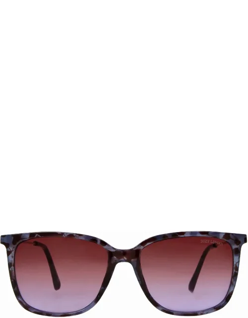 Suzy Levian Tortoise Square Lens Accent Sunglasses With Hidden Empowerment Stone