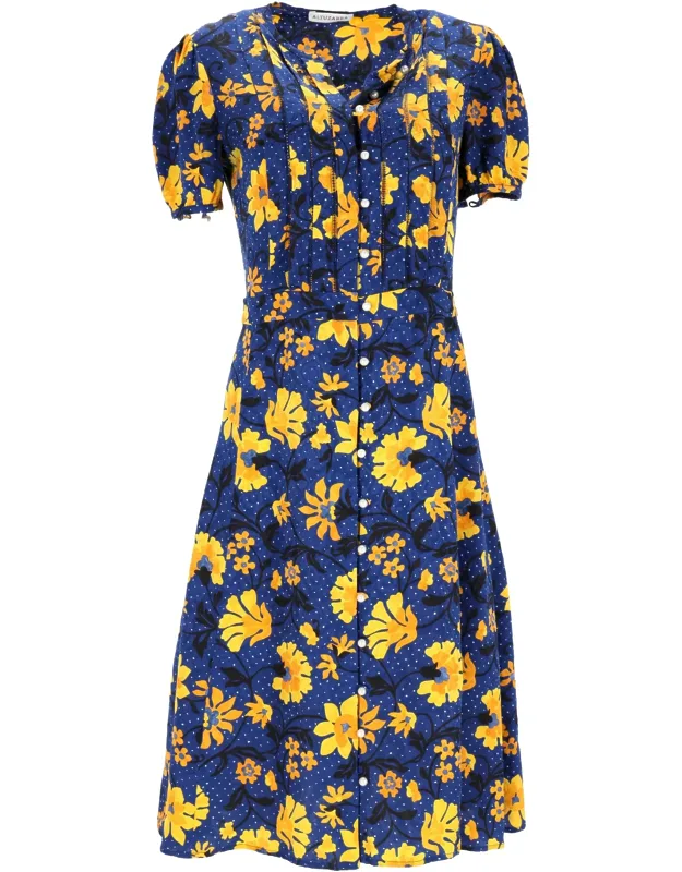 Madelena Printed Buttoned Midi Dress