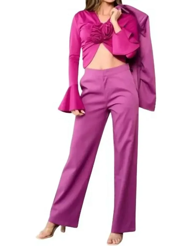 Top, Blazer, And Pants 3 Piece Suit Set