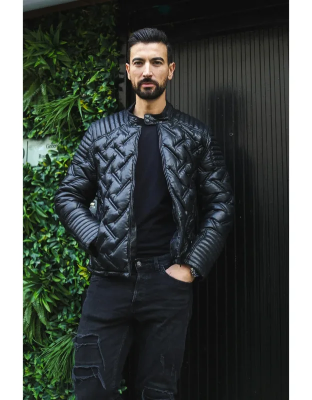 Puffer Leather Biker Jacket