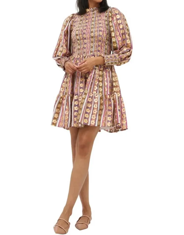 Smocked Flirty 3/4 Sleeve Mini Dress