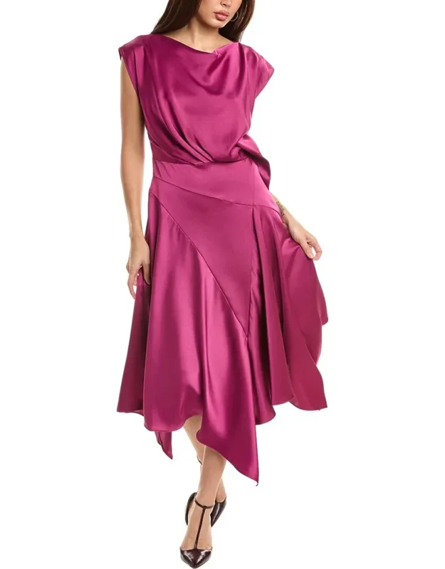 Isla Satin Draped Midi Dress