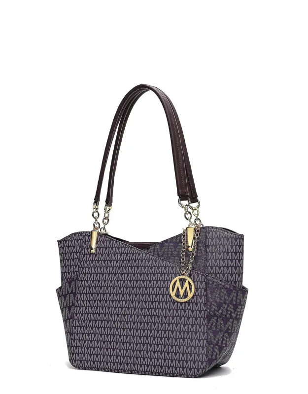 Jules M Logo Printed Tote Bag With Spacious Compartment And Gold-tone Hardware
