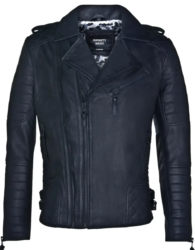 Leather Biker Quilted Brando Motorcycle Jacket