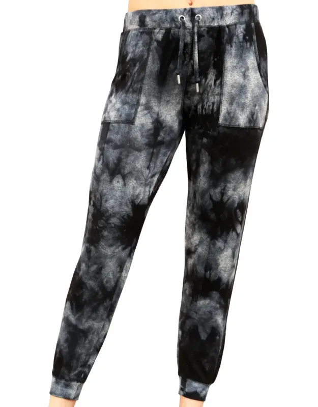 Joggers With Elastic Waistline And Marble Wash