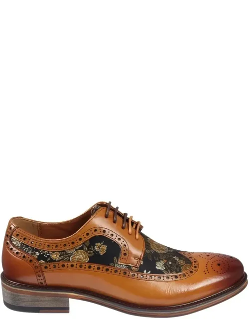 Floral Print Leather Brogue Shoes