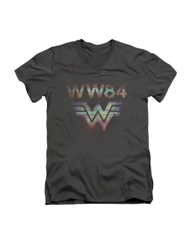 Wonder Woman 84 Static Tv Lines Short Sleeve V-neck Premium Cotton T-shirt