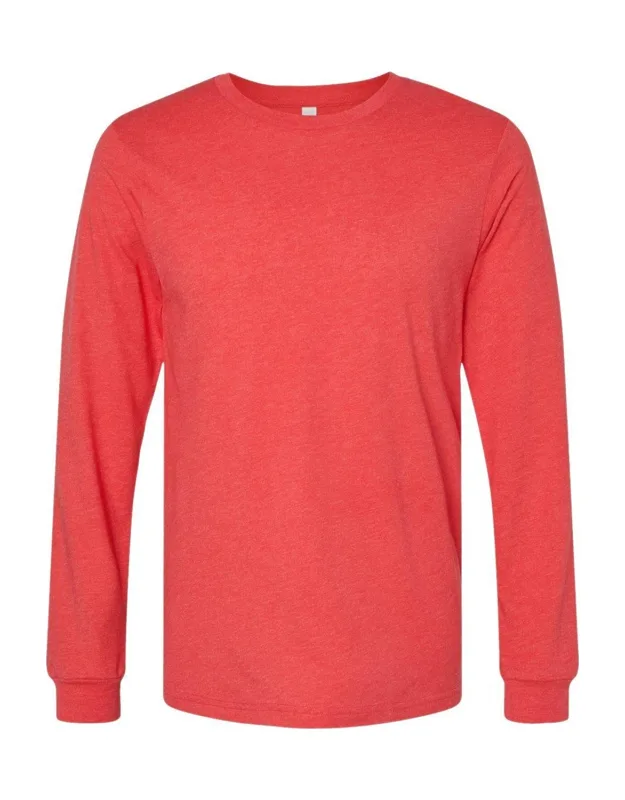 Heather Cvc Long Sleeve Tee - 4.2 Oz., 52/48 Airlume Combed And Ringspun Cotton/polyester, 32 Singles, 2" Ribbed Cuffs, Coverstitched Collar, Side Seams, Tear Away Label.