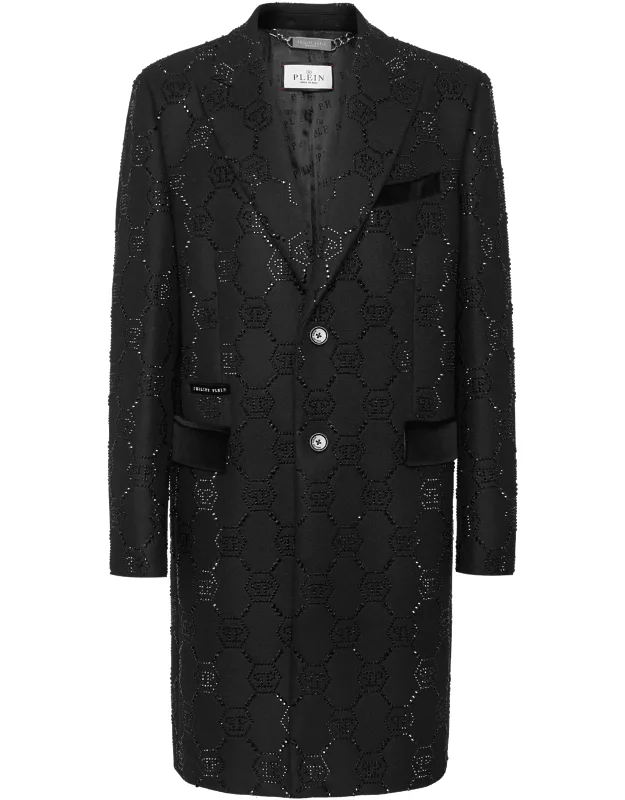 Wool Coat With Peak Lapel And Double Vent