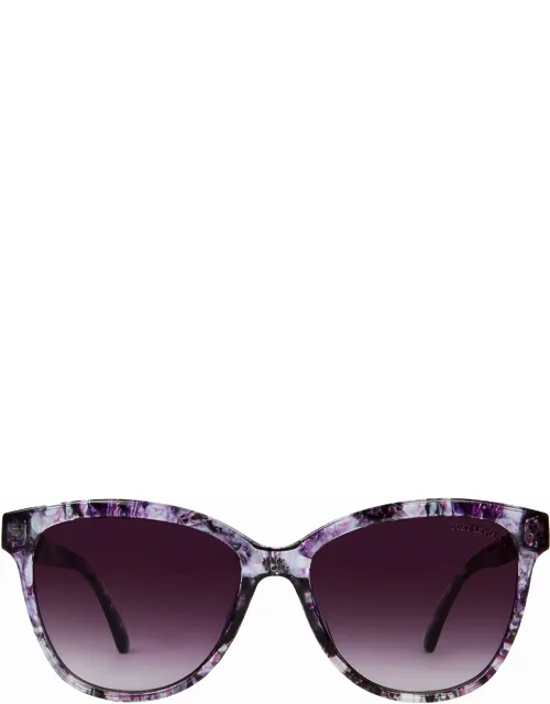 Suzy Levian Purple Tortoise Square Lens Sunglasses With Hidden Empowerment Stone